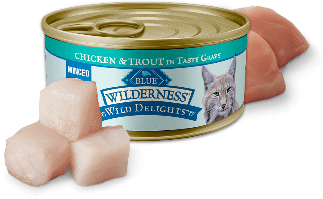 BLUE Buffalo Wilderness Wild Delights Minced Chicken And Trout Recipe Adult Cat Cat Food Review